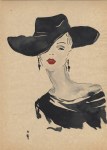 Lot #2081: RENE GRUAU [imput&#233;e] - Signora elegante con cappello nero - Watercolor and ink on paper