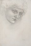 Lot #2659: EDWARD BURNE-JONES - Study of a Woman's Head - Silver point or hard pencil drawing on paper covered with white ground