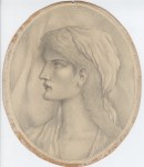 Lot #2658: SIMEON SOLOMON - Study of a Jewish Woman in Profile - Pencil drawing on paper mounted to card
