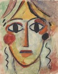 Lot #1022: ALEXEJ VON JAWLENSKY - Heilandsgesicht: Madchenfopf - Oil painting on paper