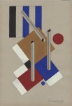 Lot #1561: MAX BURCHARTZ - Konstruktion und saule III - Gouache and ink drawing on paper