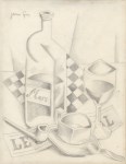 Lot #46: JUAN GRIS - Verre, damier, et bouteille de marc - Pencil drawing on paper