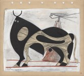 Lot #2553: OSCAR DOMINGUEZ - El toro - Gouache and crayon drawing on paper