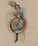 Lot #1332: SONIA DELAUNAY - Danseuse avec un chapeau - Gouache, watercolor, and crayon drawing on paper