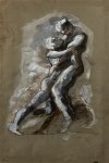 Lot #1330: AUGUSTE RODIN - Desir enveloppe - Gouache, wash, brush, and pen and ink drawing on paper