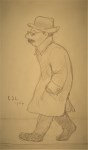 Lot #345: L. S. LOWRY - Mustached Man - Pencil drawing on paper