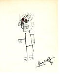 Lot #969: JEAN-MICHEL BASQUIAT - Portrait of Urbano Quinto - Red and black marker drawing on paper