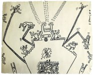 Lot #19: KEITH HARING - Angry Robot - Black marker drawing on paper