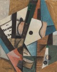 Lot #434: LOUIS MARCOUSSIS - Nature morte a la guitare - Papier colle, oil, gouache, and charcoal on paper