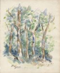 Lot #22: PAUL CEZANNE - Arbres au bord d'une route en Provence - Watercolor and pencil drawing on paper