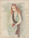 Lot #963: MARIE LAURENCIN - Femme au collier de perles - Watercolor and crayon drawing on paper