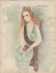 Lot #1543: MARIE LAURENCIN - Femme au collier de perles - Watercolor and crayon drawing on paper
