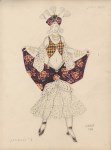 Lot #1530: LEON BAKST - Costume Design for Tamara Karsavina As La Fiancee in Le Dieu Bleu I - Watercolor, gouache, and pencil drawing on paper
