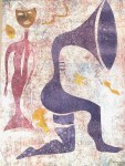 Lot #298: KARIMA MUYAES - Jazz Singer - Color stencil monoprint on bark paper