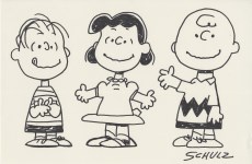 Lot #1836: CHARLES SCHULZ - Linus, Lucy, and Charlie - Marker drawing on paper