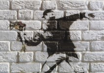Lot #982: BANKSY - Flower Thrower - Color offset lithograph