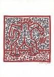 Lot #984: KEITH HARING - Four Legs - Black and red marker drawing on paper