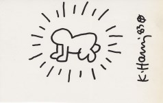 Lot #553: KEITH HARING - Radiant Baby - Black marker drawing on paper