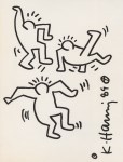 Lot #1427: KEITH HARING - Three Dancers - Black marker drawing on paper