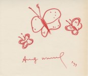 Lot #82: ANDY WARHOL - Butterflies - Color marker drawing on paper