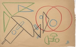 Lot #1199: RUDOLF BAUER - Non-Objective Prison Drawing #09 - Colored pencil drawing on paper