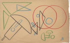 Lot #1199: RUDOLF BAUER - Non-Objective Prison Drawing #09 - Colored pencil drawing on paper