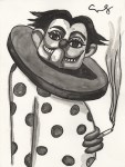 Lot #937: GEORGE CONDO - Dreamer with a cigarette - Watercolor and ink drawing on paper