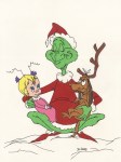 Lot #641: THEODOR SEUSS GEISEL [DR. SEUSS] - The Grinch, Max, & Cindy - Ink, colored pencil, & pencil drawing on paper
