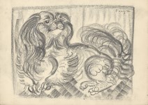 Lot #1981: LEONARD TSUGUHARU FOUJITA [imput&#233;e] - Petit p&#233;kinois couch&#233; - Crayon and pencil drawing on paper