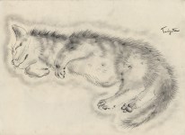 Lot #2584: LEONARD TSUGUHARU FOUJITA [imput&#233;e] - Le chat Olivier - Pencil drawing on paper