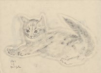 Lot #1602: LEONARD TSUGUHARU FOUJITA [imput&#233;e] - Chat - Pencil drawing on paper