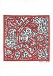 Lot #603: KEITH HARING - Soccer Time - Black and red marker drawing on paper