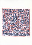 Lot #405: KEITH HARING - Monkey King - Black and red marker drawing on paper