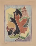 Lot #1829: BEULAH TOMLINSON - Leaves #2 - White line color woodcut