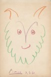 Lot #2139: PABLO PICASSO - T&#234;te d'un jeune faune - Original crayon drawing on paper
