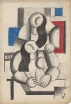 Lot #1537: FERNAND LEGER - Deux femmes - Mixed media drawing on paper
