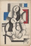 Lot #922: FERNAND LEGER - Deux femmes - Mixed media drawing on paper