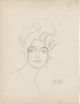 Lot #536: GUSTAV KLIMT - Portr&#228;t einer Frau - Pencil drawing on paper