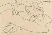 Lot #1695: HENRI MATISSE [imput&#233;e] - Femme allong&#233;e - Pen and ink drawing on paper