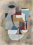 Lot #1376: BEN NICHOLSON - Still Life with Wine Goblet - Gouache, crayon, India ink, pencil, and wash on paper