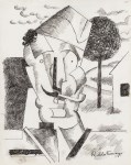 Lot #1103: ROGER DE LA FRESNAYE - L'officier au bonnet de police - Pen and ink drawing on paper