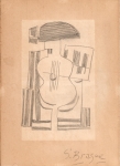 Lot #2712: GEORGES BRAQUE - Instrument de musique cubiste - Pencil drawing on paper
