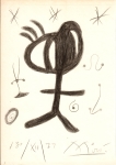 Lot #2718: JOAN MIRO - Personage on the Star Night - Pencil drawing on paper