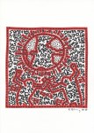 Lot #599: KEITH HARING - Sun Buddies - Original black and red marker drawing on paper