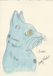 Lot #1228: ANDY WARHOL - One Blue Pussy - Original watercolor and ink drawing