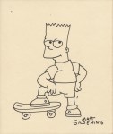Lot #638: MATT GROENING - The Simpsons: Bart with His Skateboard - Black marker drawing on paper