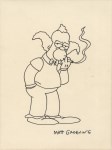 Lot #640: MATT GROENING - The Simpsons: Krusty the Clown - Black marker drawing on paper