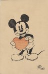 Lot #360: WALT DISNEY - Mickey Mouse Has Heart - Ink and watercolor drawing on paper