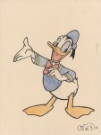 Lot #927: WALT DISNEY - Donald Duck - Ink and watercolor drawing on paper