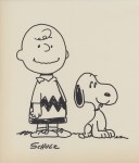 Lot #866: CHARLES SCHULZ - Charlie Brown and Snoopy - Marker drawing on paper